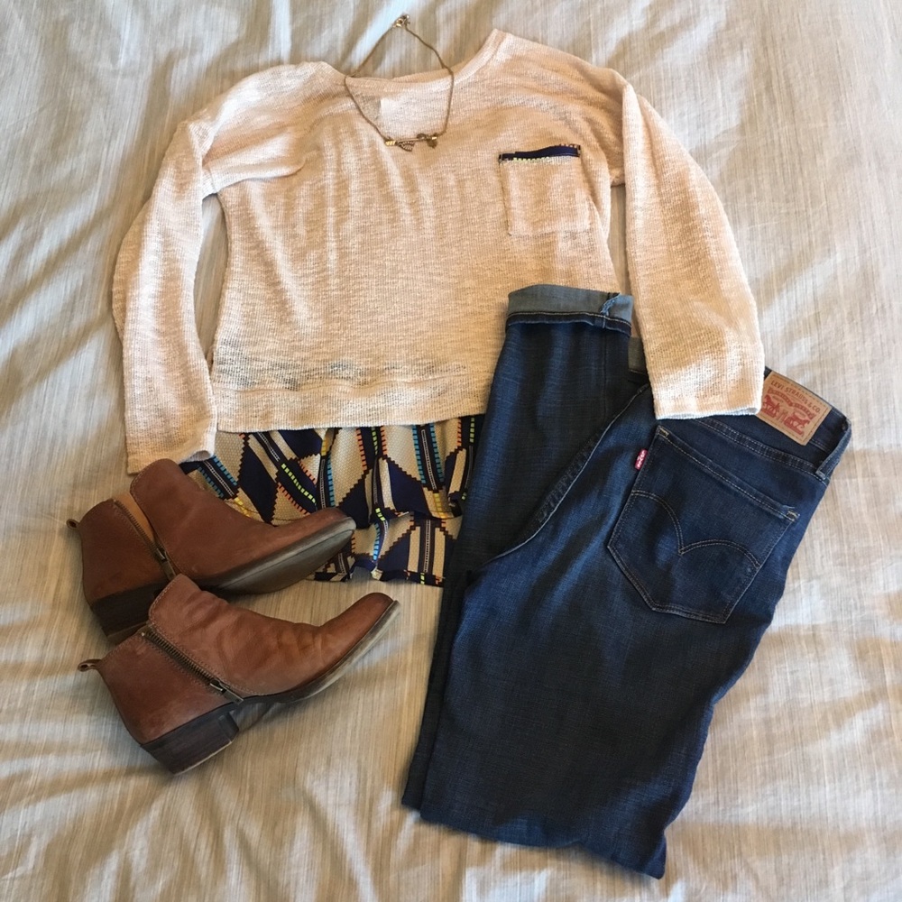 NWOT Crop sweater with blouse underlay
